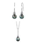 Tahitian South Sea Drop Pearl Denise Pendant and Earring Set