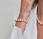 11-12mm Golden South Sea Pearl Bracelet - Model Image