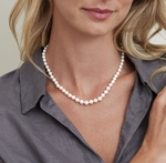 5.0-7.0mm Japanese Akoya White Graduated Pearl Necklace - Model Image