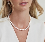 9.0-9.5mm Hanadama Akoya White Pearl Necklace - Model Image