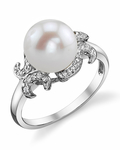 Freshwater Pearl & Diamond Crown Jewel Ring