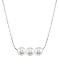 Pearl Moments - 7mm Freshwater Pearl Silver Adjustable Chain Necklace - Model Image