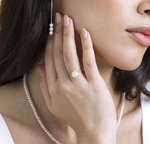 14K Gold Freshwater Pearl Raven Ring - Model Image