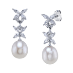 White Freshwater Pearl Sparkle Earrings