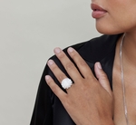 White Freshwater Cultured Flower Mother of Pearl Ring - Model Image