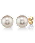 9mm White Freshwater Round Pearl Stud Earrings - Third Image