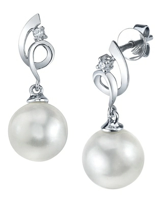 14K Gold South Sea Pearl & Diamond Symphony Earrings