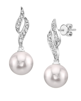 Akoya Pearl & Diamond Suzanna Earrings-Choose Your Pearl Color