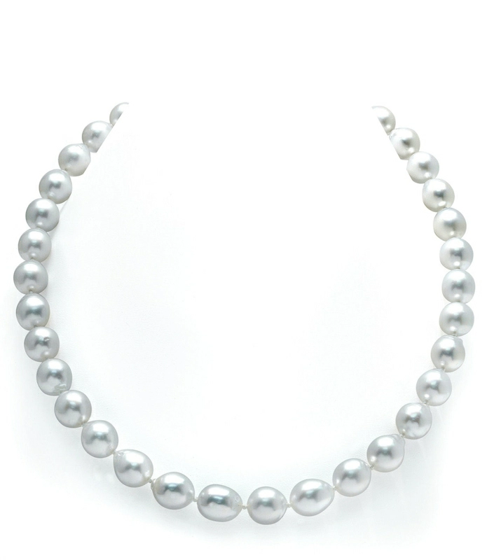 9-11mm White South Sea Drop Shape Pearl Necklace - AAA Quality