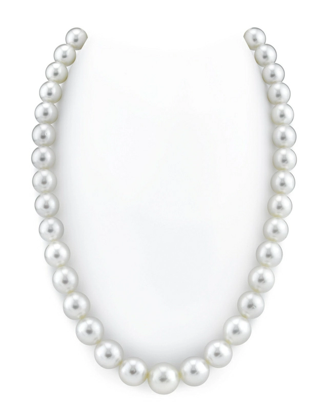 10-12mm White South Sea Round Pearl Necklace - AAA Quality