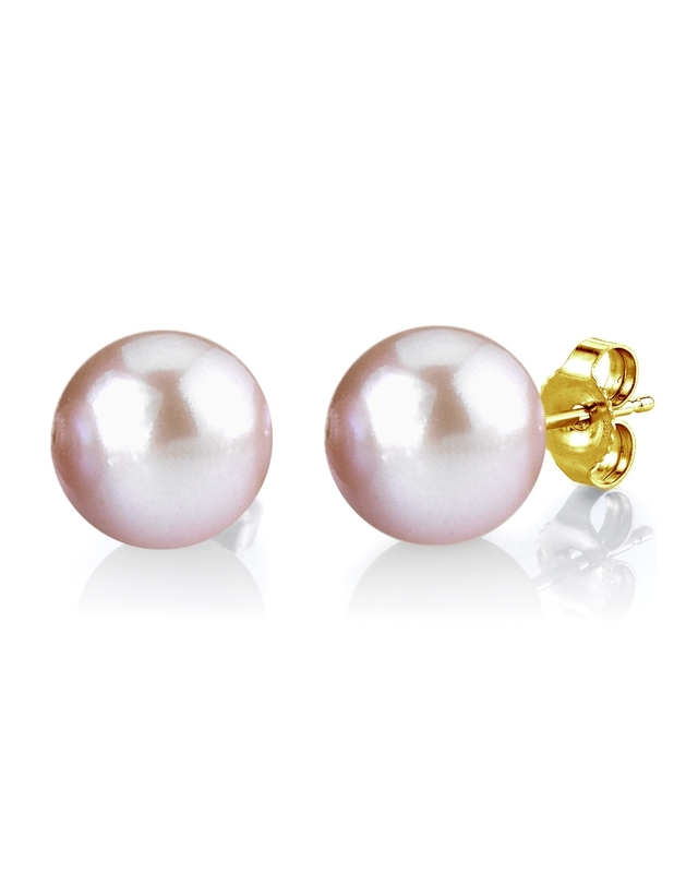 10mm Pink Freshwater Round Pearl Stud Earrings