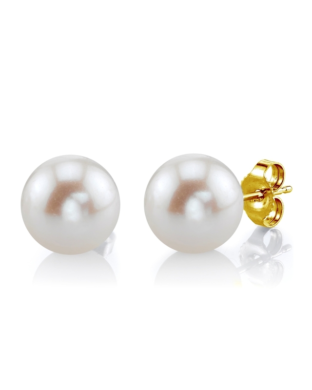 10mm White Freshwater Round Pearl Stud Earrings