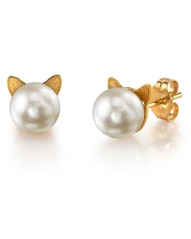 Japanese Akoya Pearl Cat Cathy Earrings