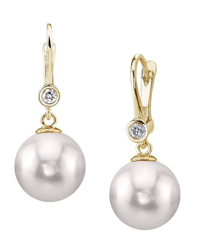 Japanese Akoya Certified Hanadama Pearl & Diamond Michelle Earrings