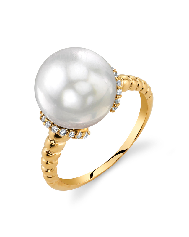 White South Sea Pearl & Diamond Jackie Ring