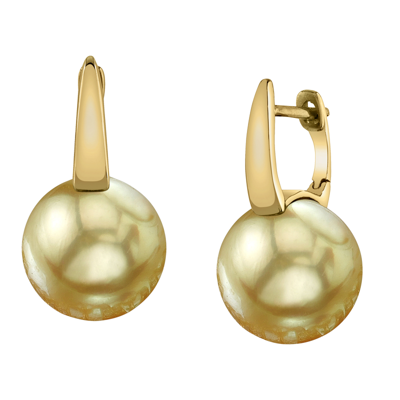 Golden South Sea Pearl Huggie Emily Earrings