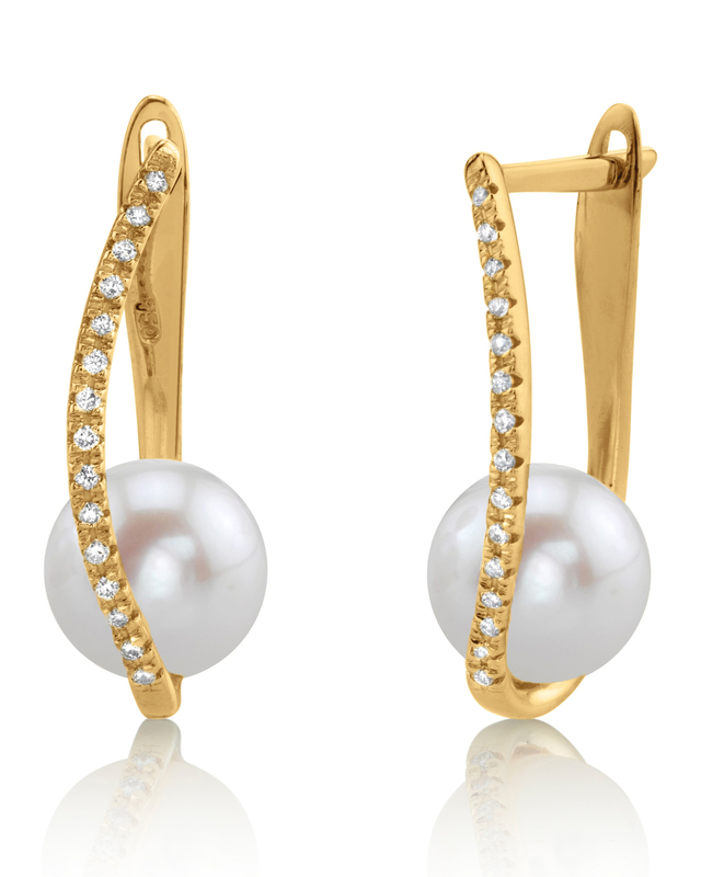 Freshwater Pearl & Diamond Eliza Earrings