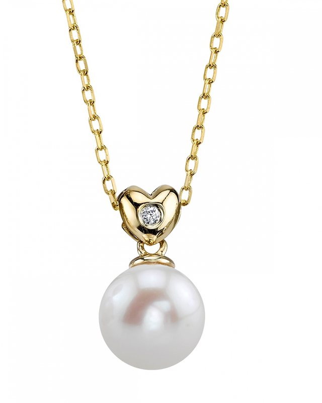 14K Gold Freshwater Pearl & Diamond Lev Pendant