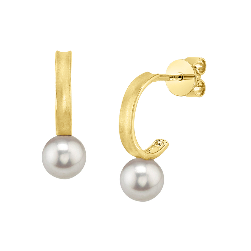 White Akoya Pearl Huggie Helena Earrings