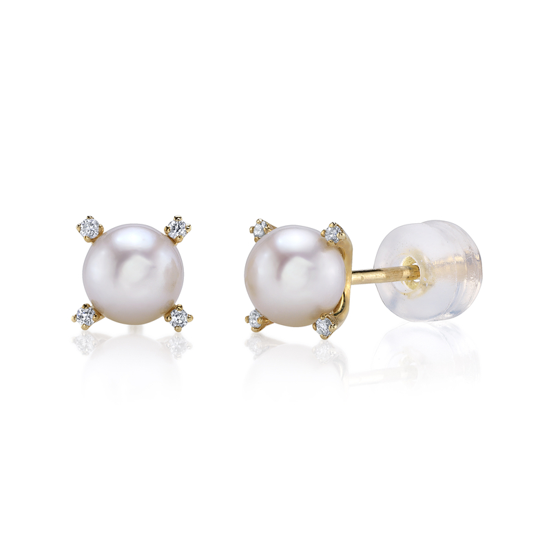 14K Gold Freshwater Pearl & Diamond Lolla Earrings