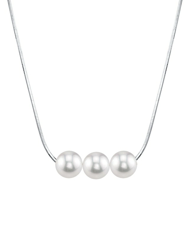 Pearl Moments - 7mm Freshwater Pearl Silver Adjustable Chain Necklace - Model Image