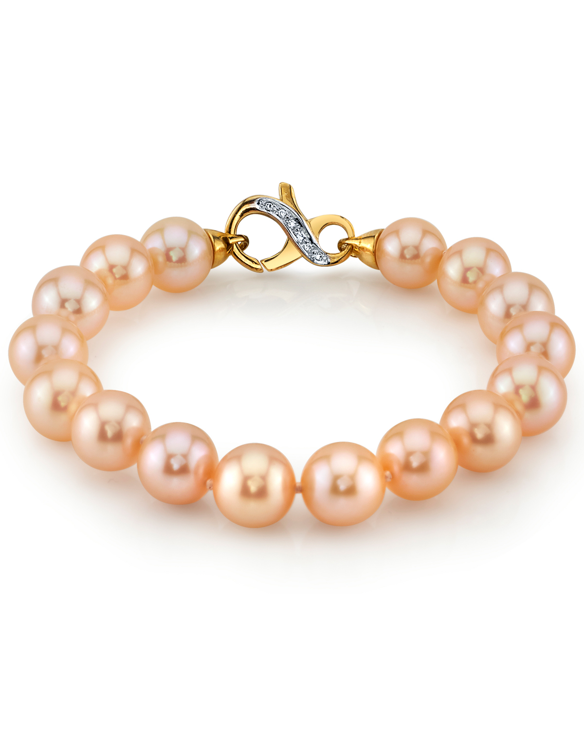 9.5-10.5mm Peach Freshwater Pearl Bracelet - AAAA Quality