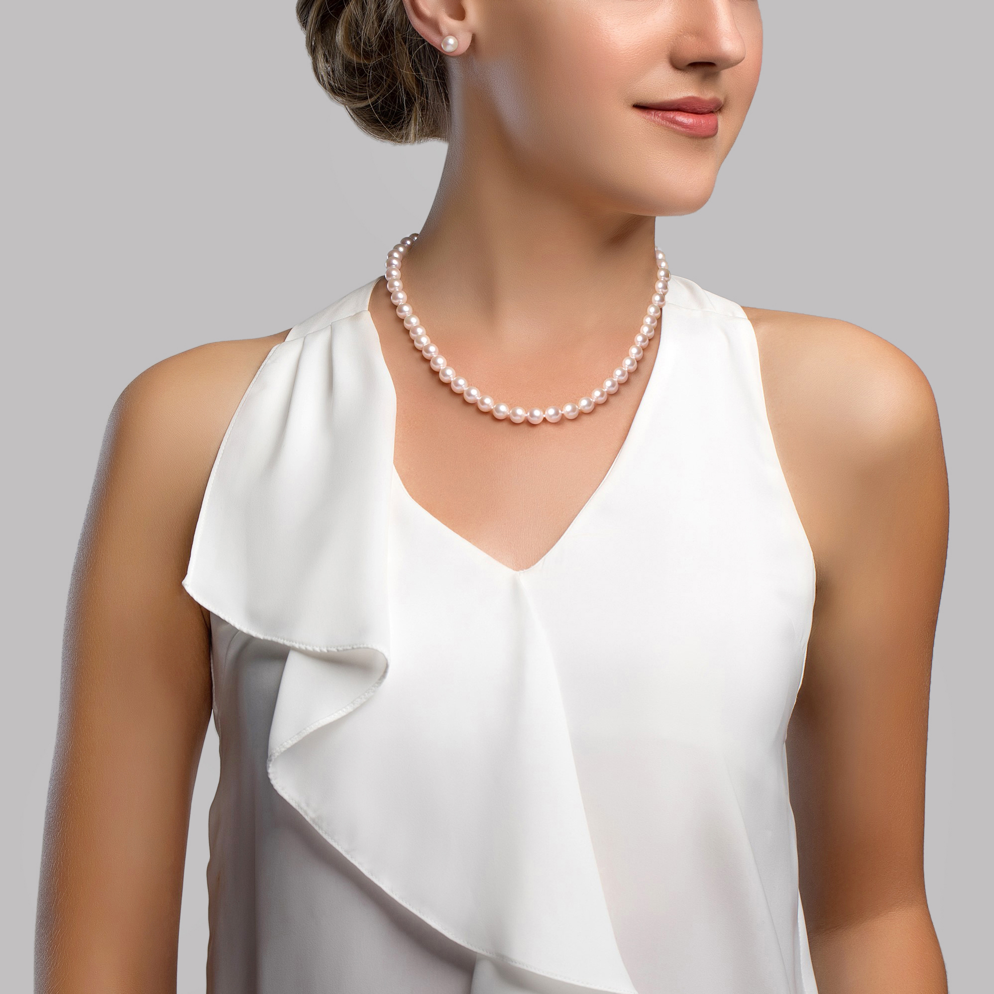 7.0-7.5mm Freshwater Choker Pearl Necklace & Earrings