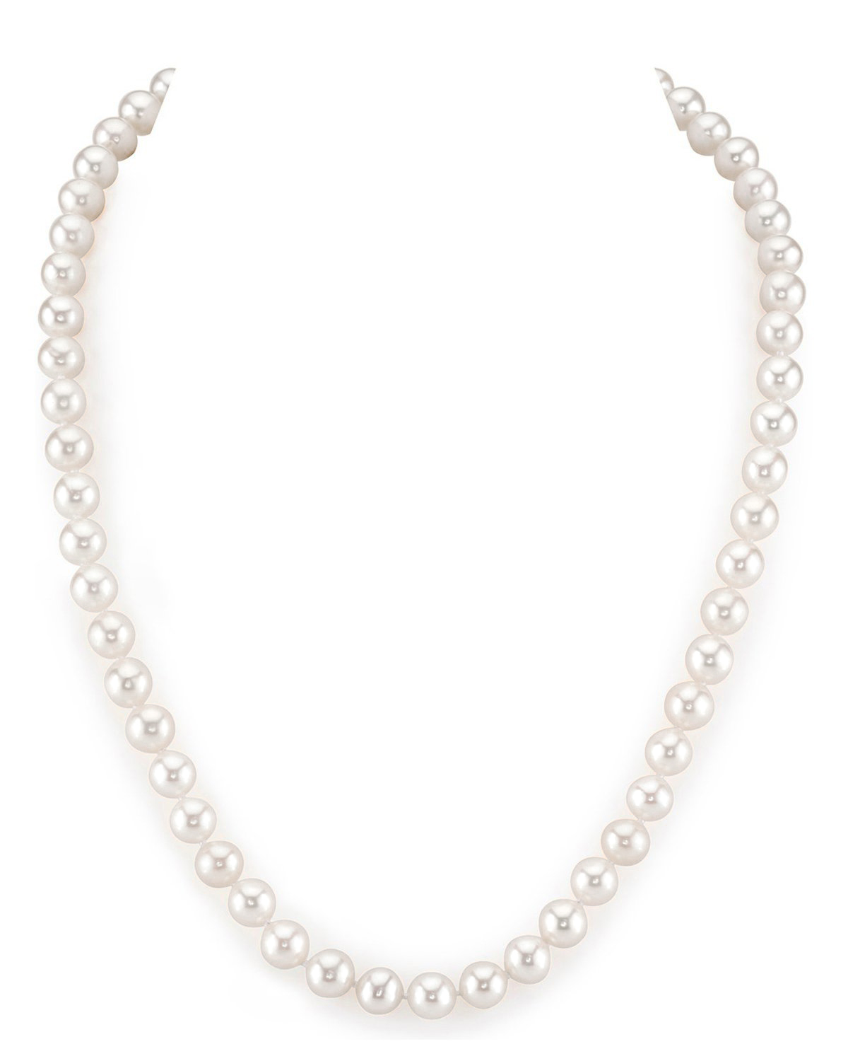 7.0-7.5mm White Freshwater Pearl Necklace - AAAA Quality