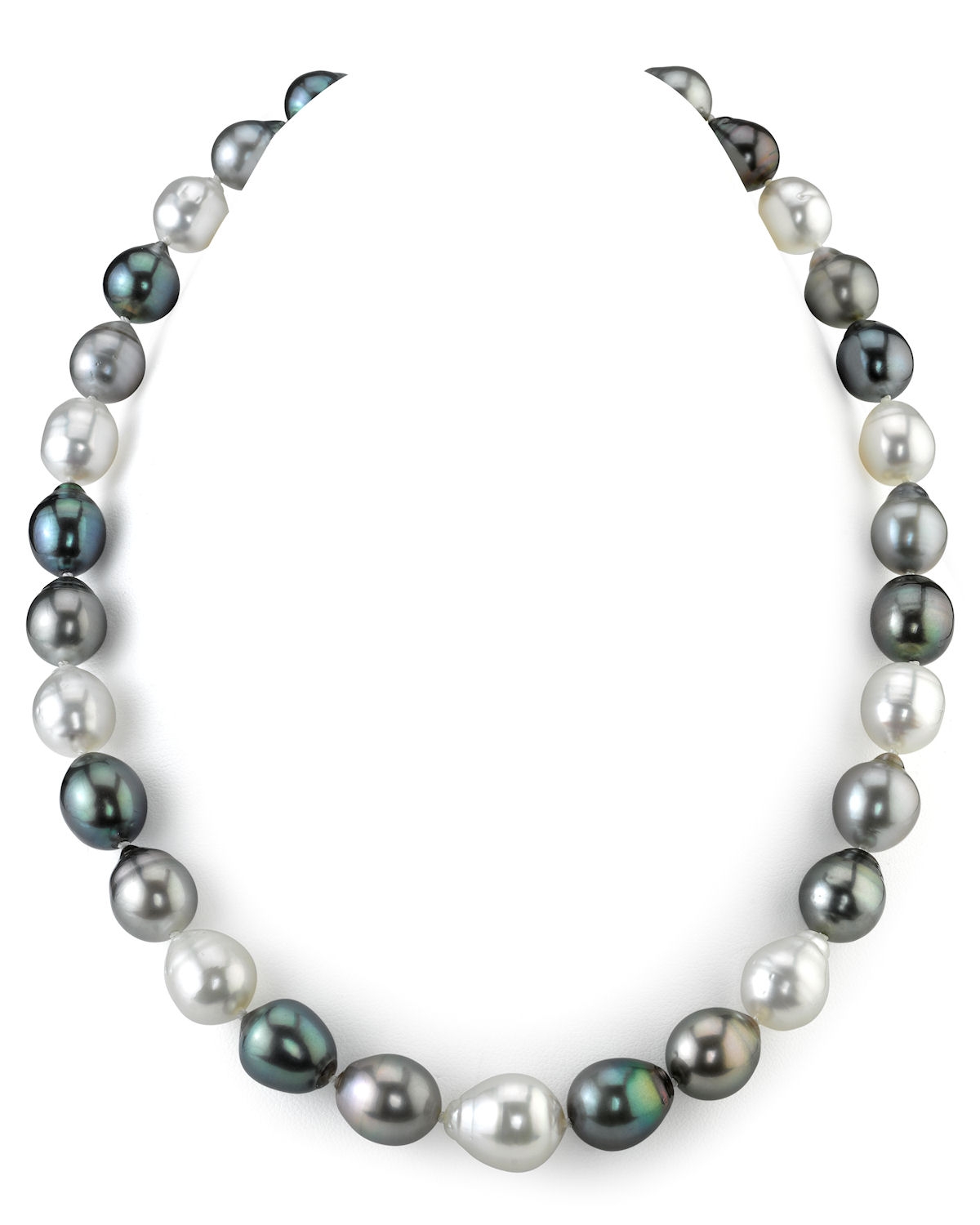 9-12mm Tahitian & White South Sea Multicolor Baroque Pearl Necklace