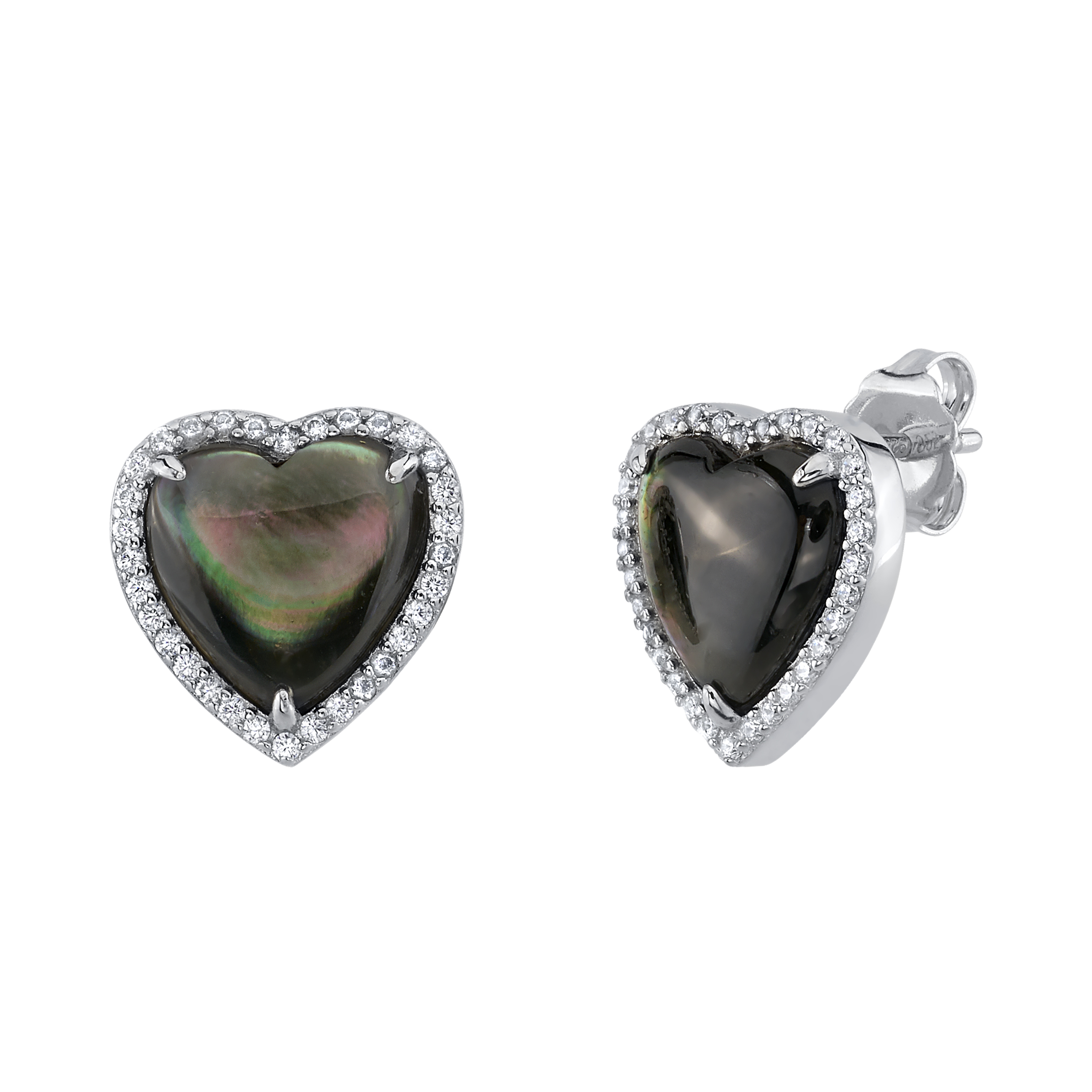 Black Mother of Pearl Heart-Shaped Ophelia Earrings