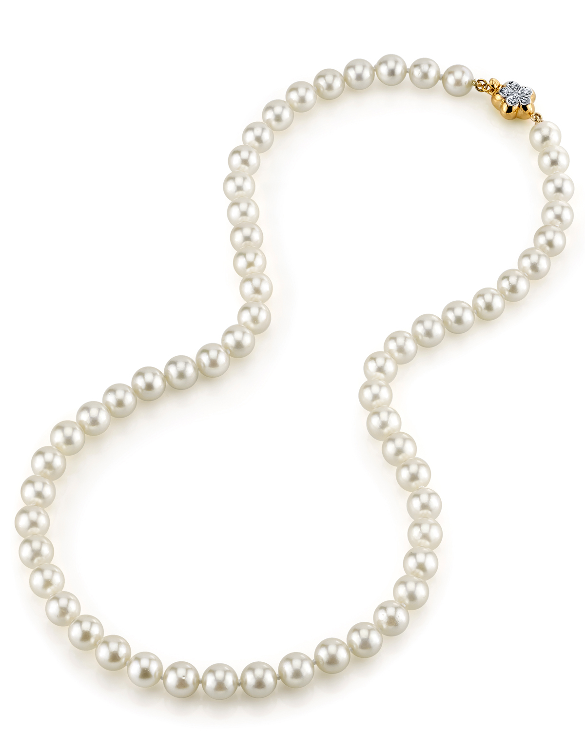 7.0-7.5mm Japanese Akoya White Choker Length Pearl Necklace- AA+ Quality