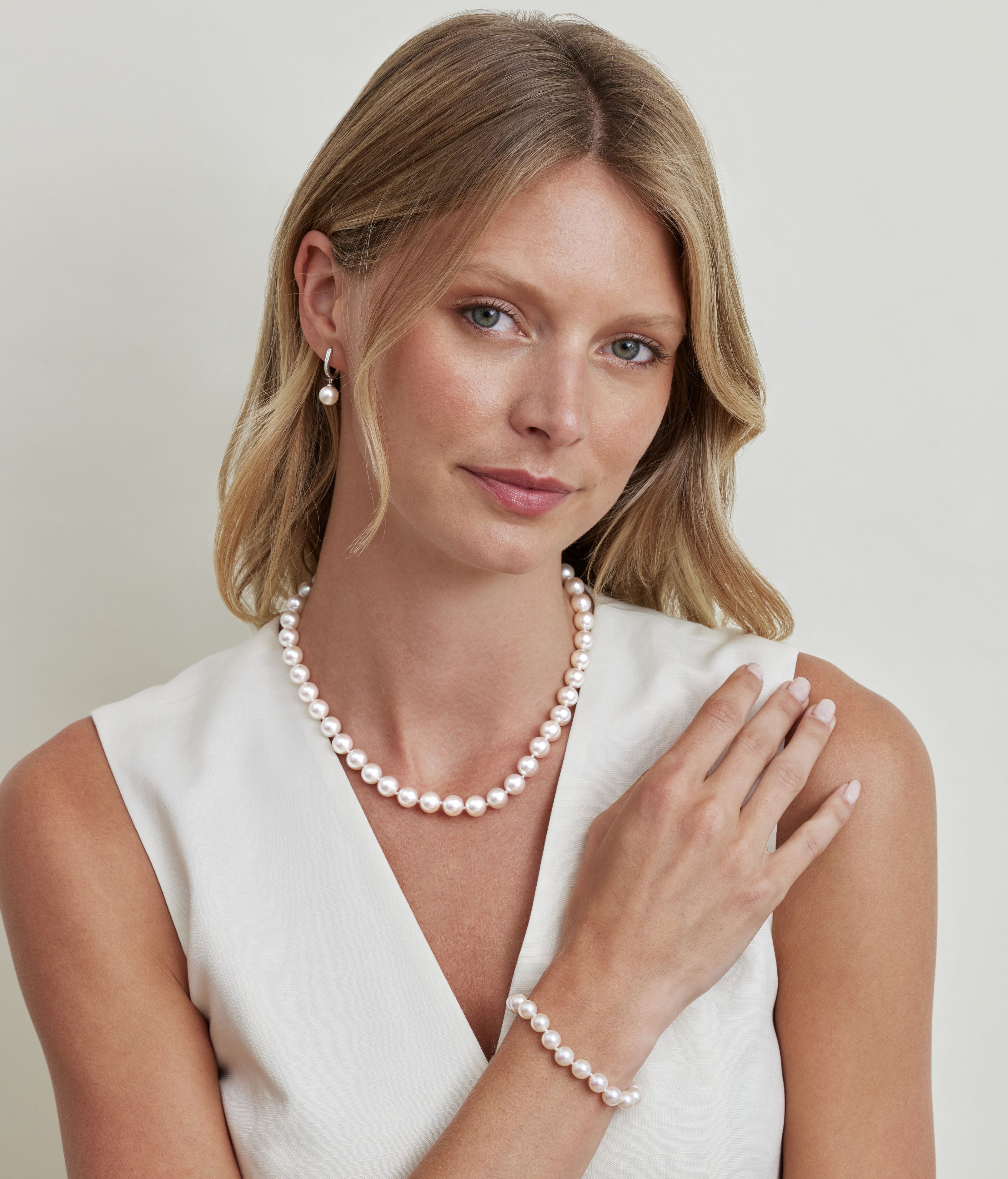 9.0-9.5mm Hanadama Akoya White Pearl Necklace