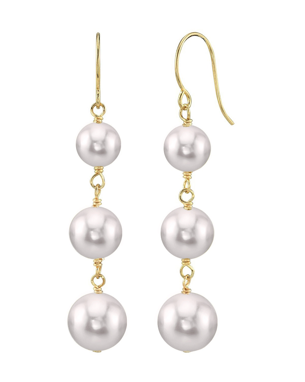 White Akoya Pearl Triple Drop Earrings