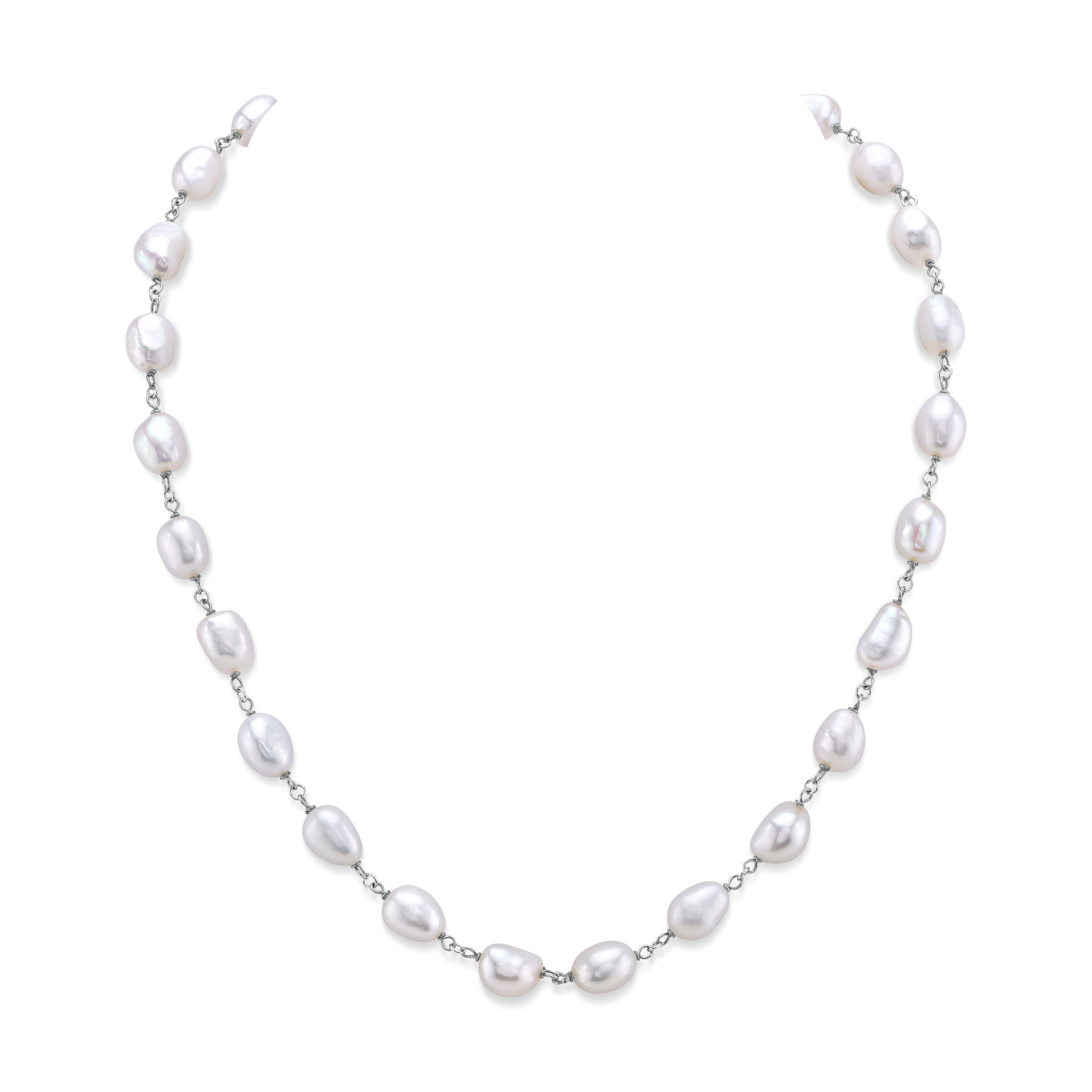 White Freshwater Baroque Pearl Gemma Necklace