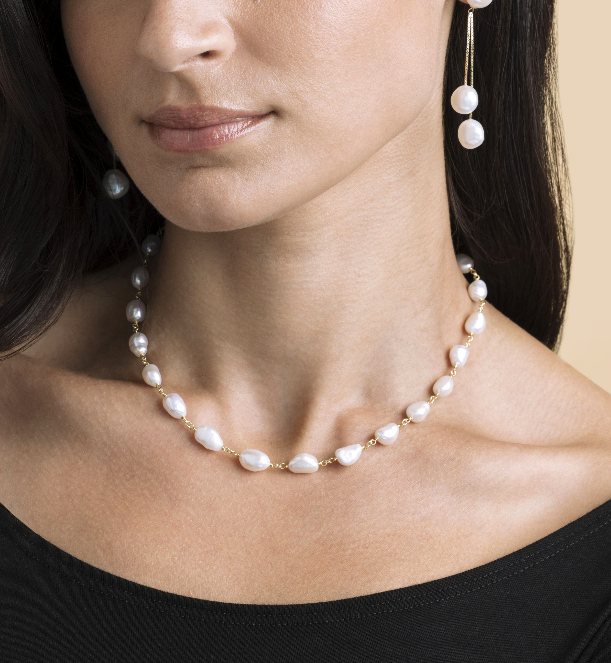White Freshwater Baroque Pearl Gemma Necklace