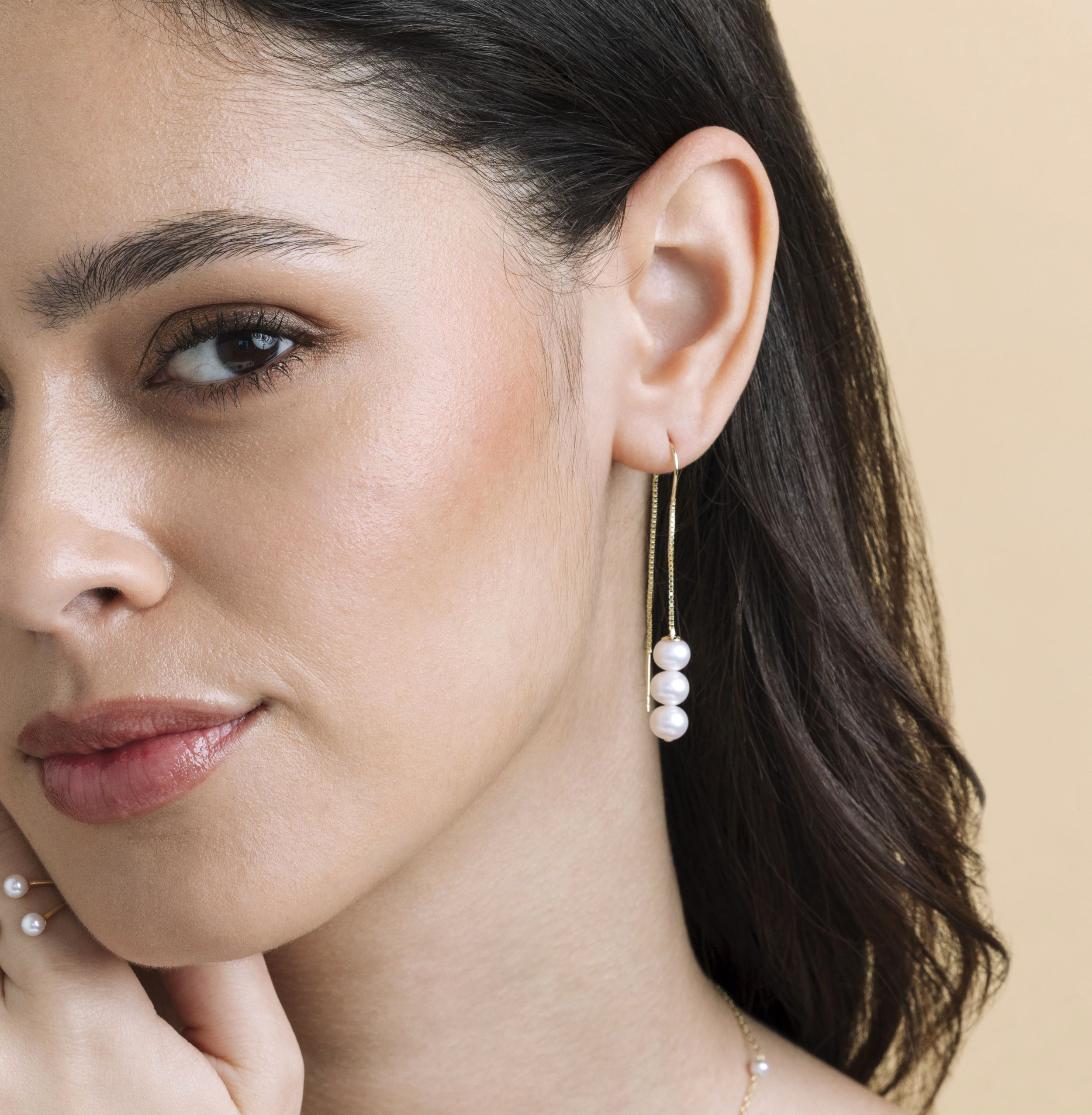 Triple White Freshwater Pearl Louise Earrings