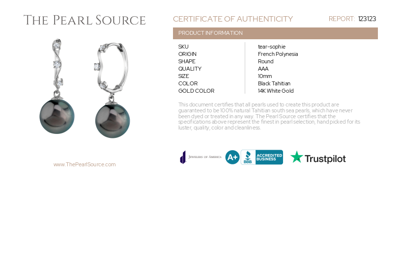 Tahitian South Sea Pearl & Diamond Hoop Sophie Earrings-Certificate